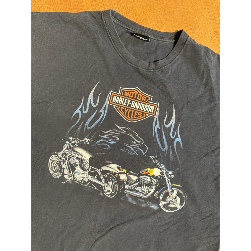 Harley Davidson Freedom Machine T Shirt Mens L Kansas City Factory Bikes Flames‎